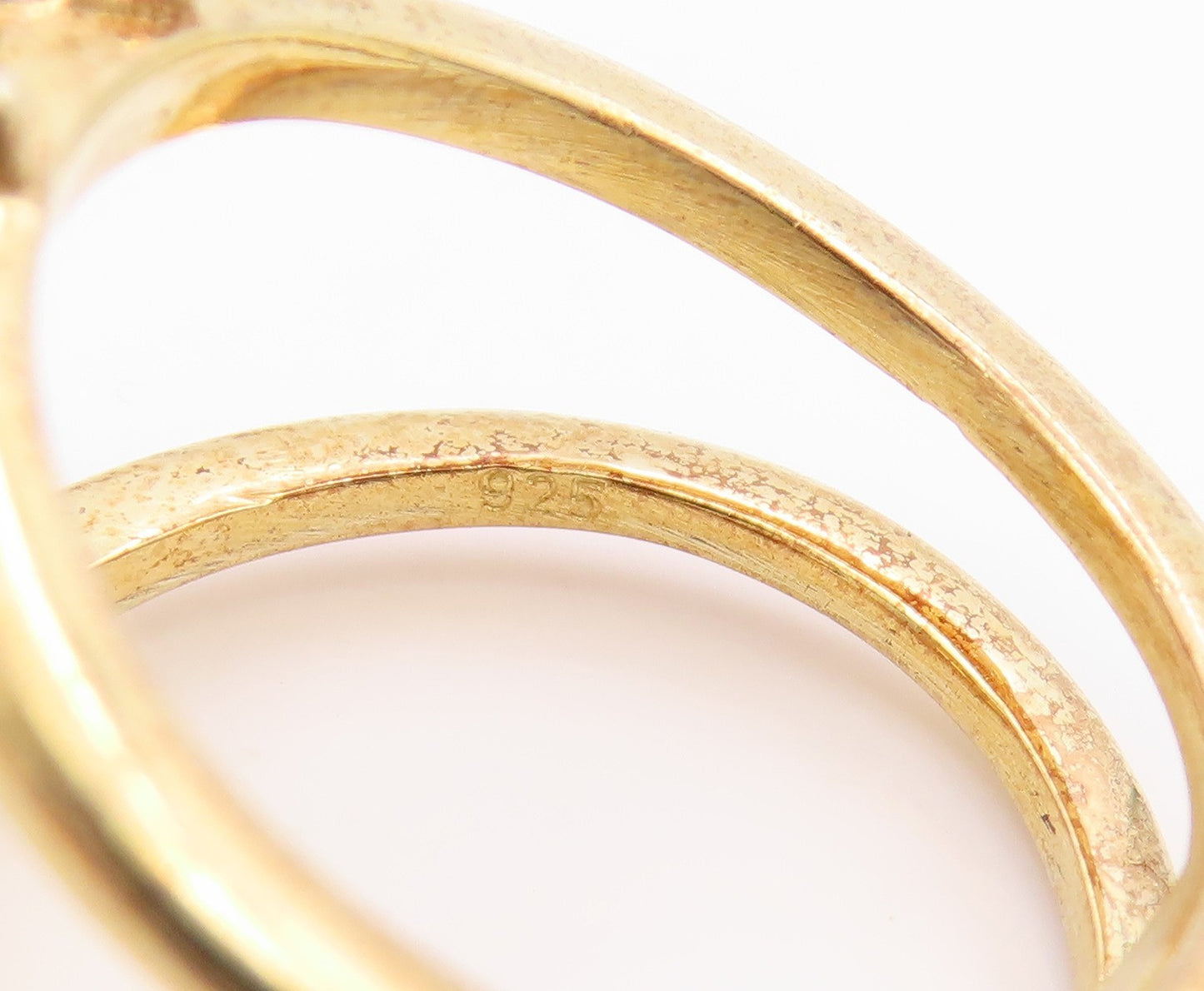 925 Sterling Silver Vintage Ring Gold Plated Citrine & CZ Band  Sz 6.5  RG35517
