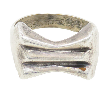 MEXICO 925 Silver  Vintage Shiny Fluted Bow Design Band Ring Sz 10  RG18871