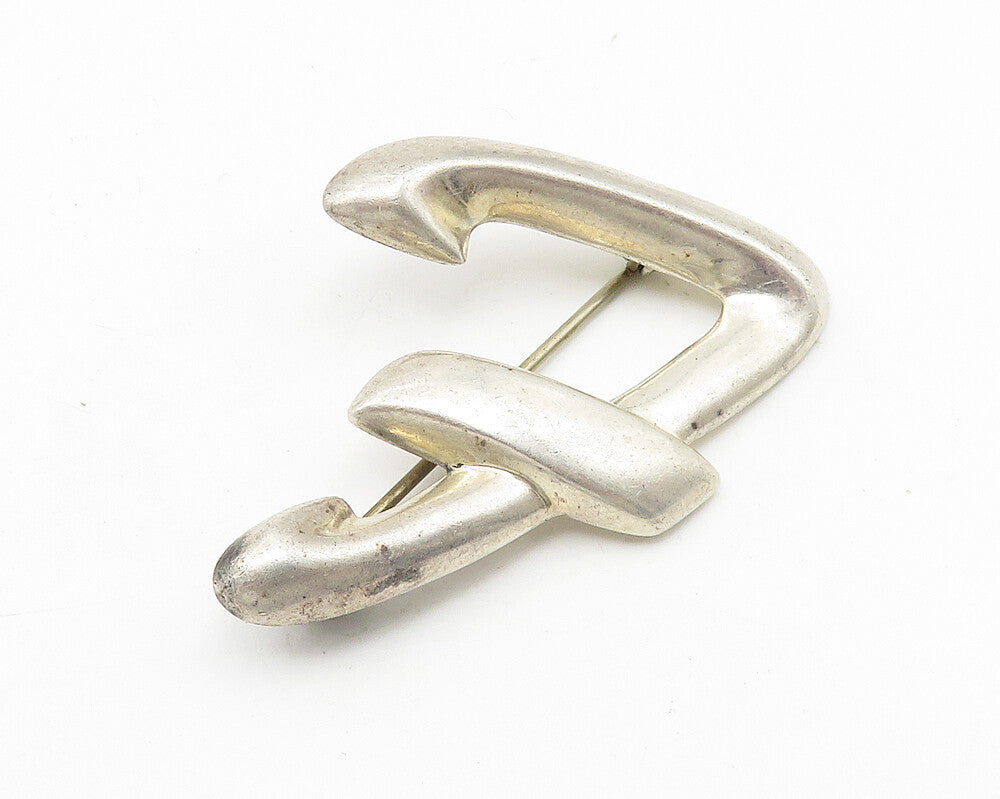 925 Sterling Silver  Vintage Shiny Smooth Hollow Design Brooch Pin  BP4192