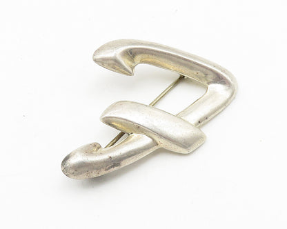 925 Sterling Silver  Vintage Shiny Smooth Hollow Design Brooch Pin  BP4192