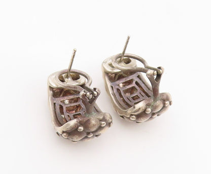 925 Sterling Silver Vintage Earrings CHARLES KRYPELL Quilted Dome Clips  EG13789