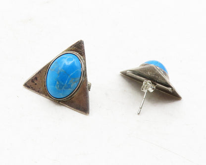 925 Sterling Silver  Vintage Cabochon Cut Turquoise Drop Earrings  EG6352