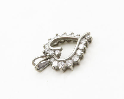 ROSS SIMON 925 Silver  Vintage White Topaz Open Love Heart Pendant  PT15465