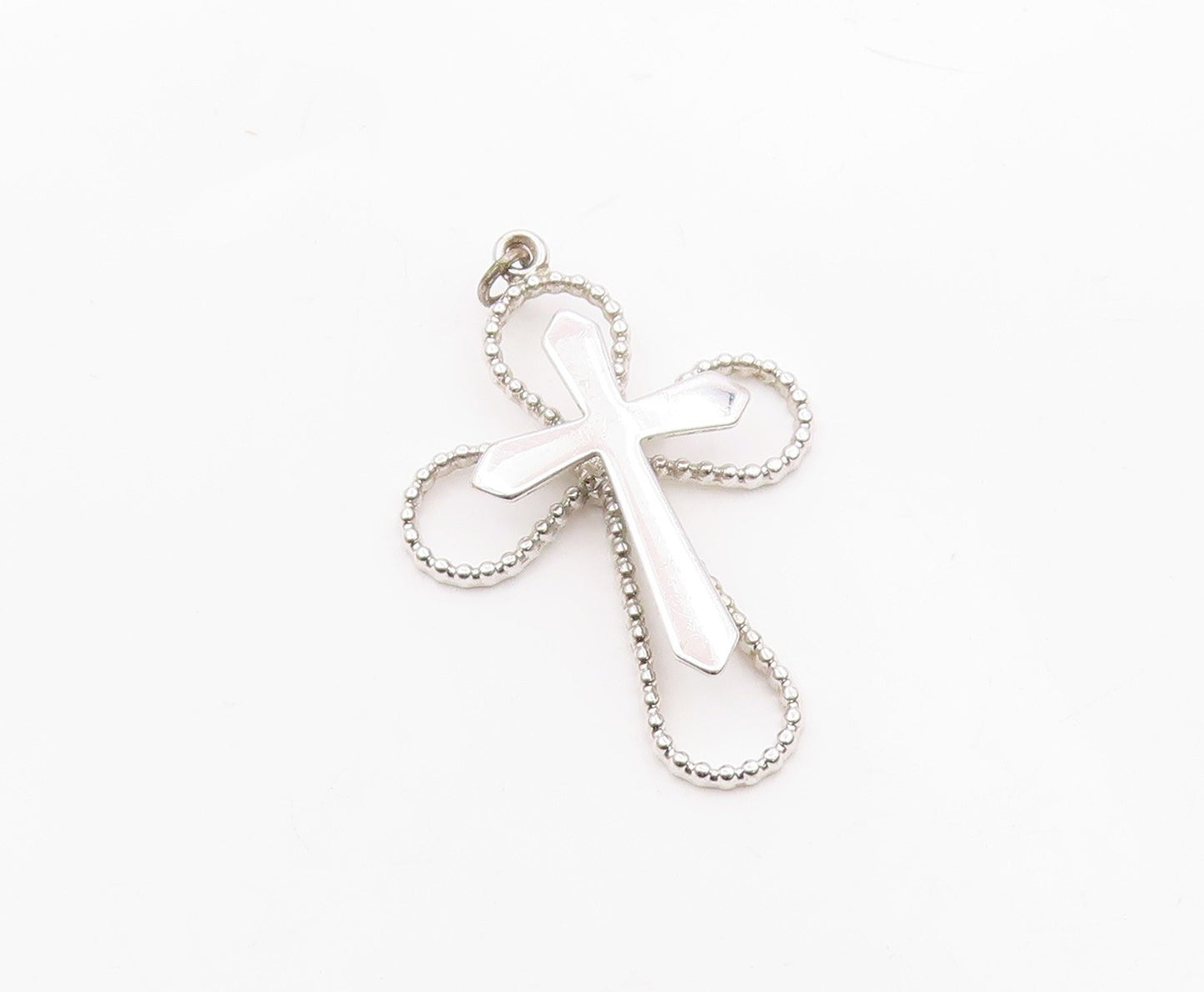 925 Sterling Silver  Shiny Polished Religious Cross Drop Pendant  PT14411