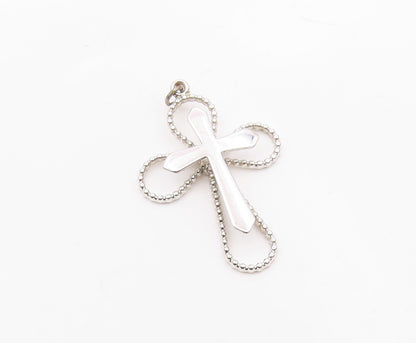 925 Sterling Silver  Shiny Polished Religious Cross Drop Pendant  PT14411