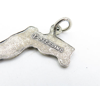 925 Sterling Silver  Vintage Petite Dark Tone Florida State Map Pendant PT4051