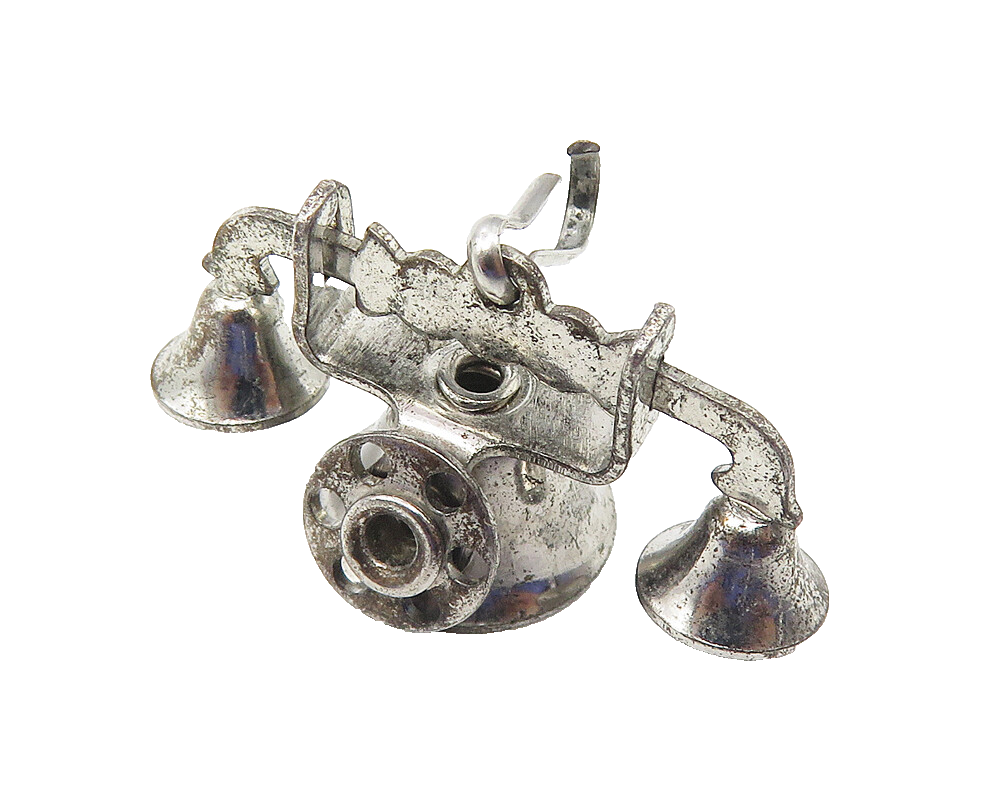 925 Sterling Silver  Vintage Dark Tone Old Fashioned Telephone Pendant  PT8488