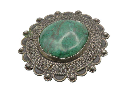 ISRAEL 925 Sterling Silver  Vintage Cabochon Eilat Stone Brooch Pin  BP5747