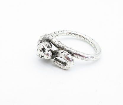 925 Sterling Silver Vintage Snake Head & Tail Motif Band Ring Sz 8 RG3649