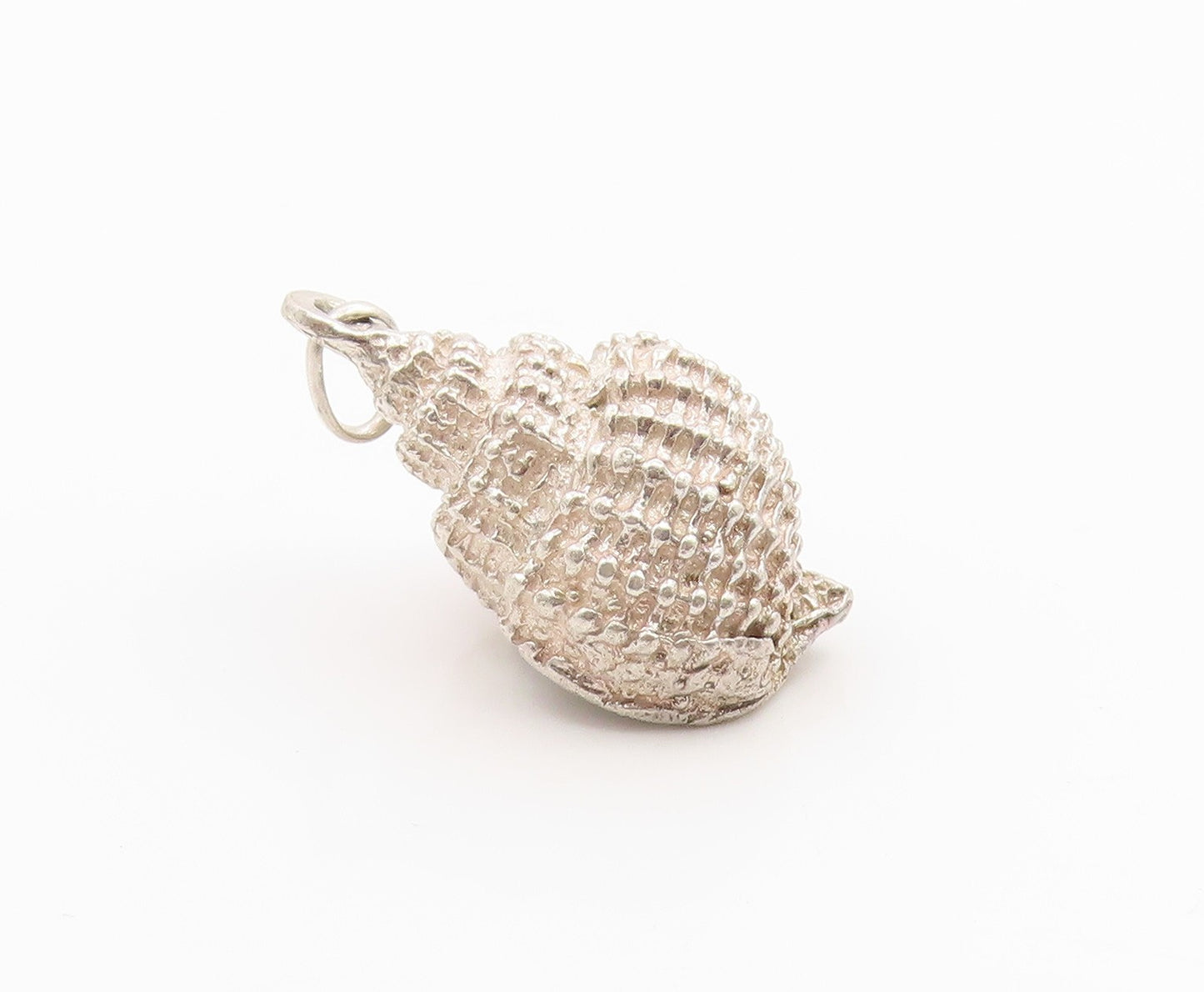 925 Sterling Silver Vintage Pendant Classic Textured Conch Shell Charm  PT26279