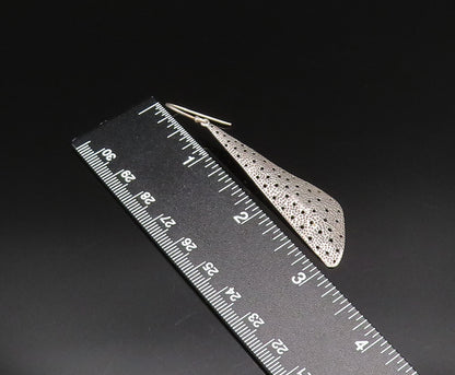 925 Silver  Vintage Fashion Hammered Open Holes Triangular Earrings  EG11984