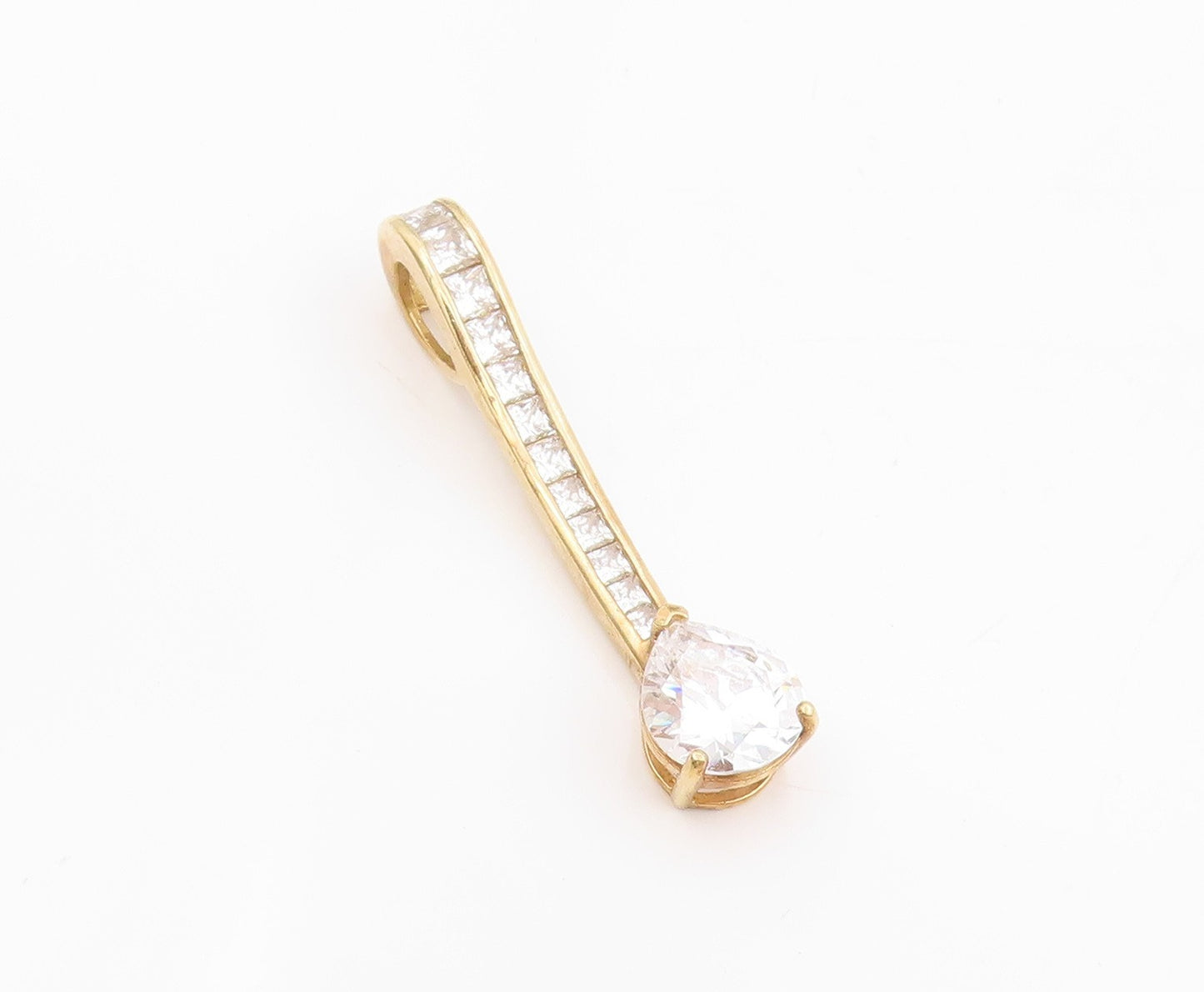 925 Sterling Silver Vintage Pendant Gold Plated CZ Classic Drop Charm  PT25502