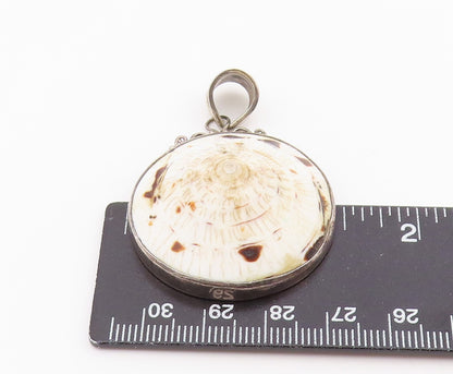 925 Sterling Silver Vintage Pendant Classic Coastal Sundial Seashell  PT26415