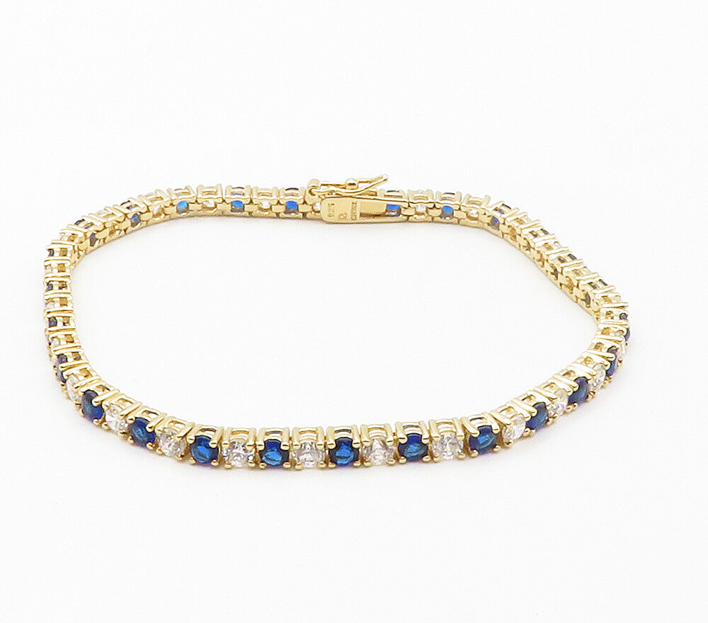 ROSS SIMON 925 Silver  Cubic Zirconia & Blue Topaz Chain Bracelet  BT5932