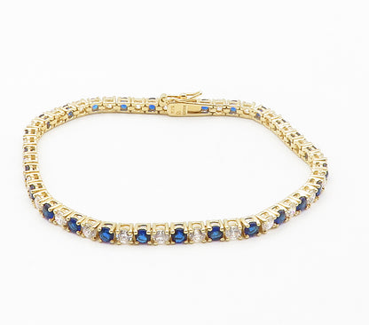 ROSS SIMON 925 Silver  Cubic Zirconia & Blue Topaz Chain Bracelet  BT5932