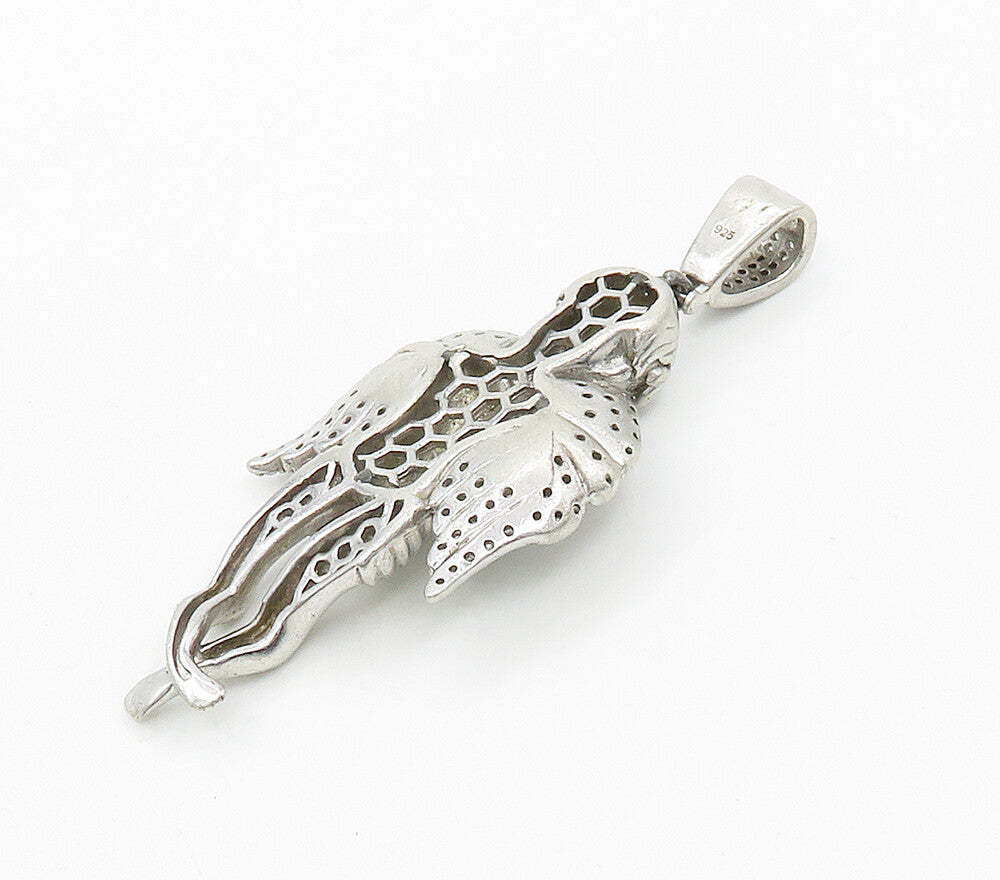 925 Sterling Silver  Sparkling Cubic Zirconia Praying Angel Pendant  PT12195