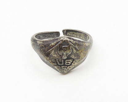 925 Silver  Vintage Antique Boy Scouts America Cubs Band Ring Sz 5.5  RG18498