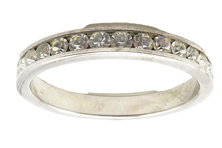 925 Sterling Silver  Shiny Round Cut Cubic Zirconia Band Ring Sz 8  RG13631