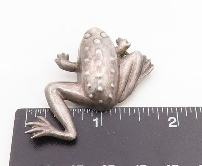 925 Sterling Silver Vintage Brooch Textured Leaping Frog Figurine Pin  BP12105