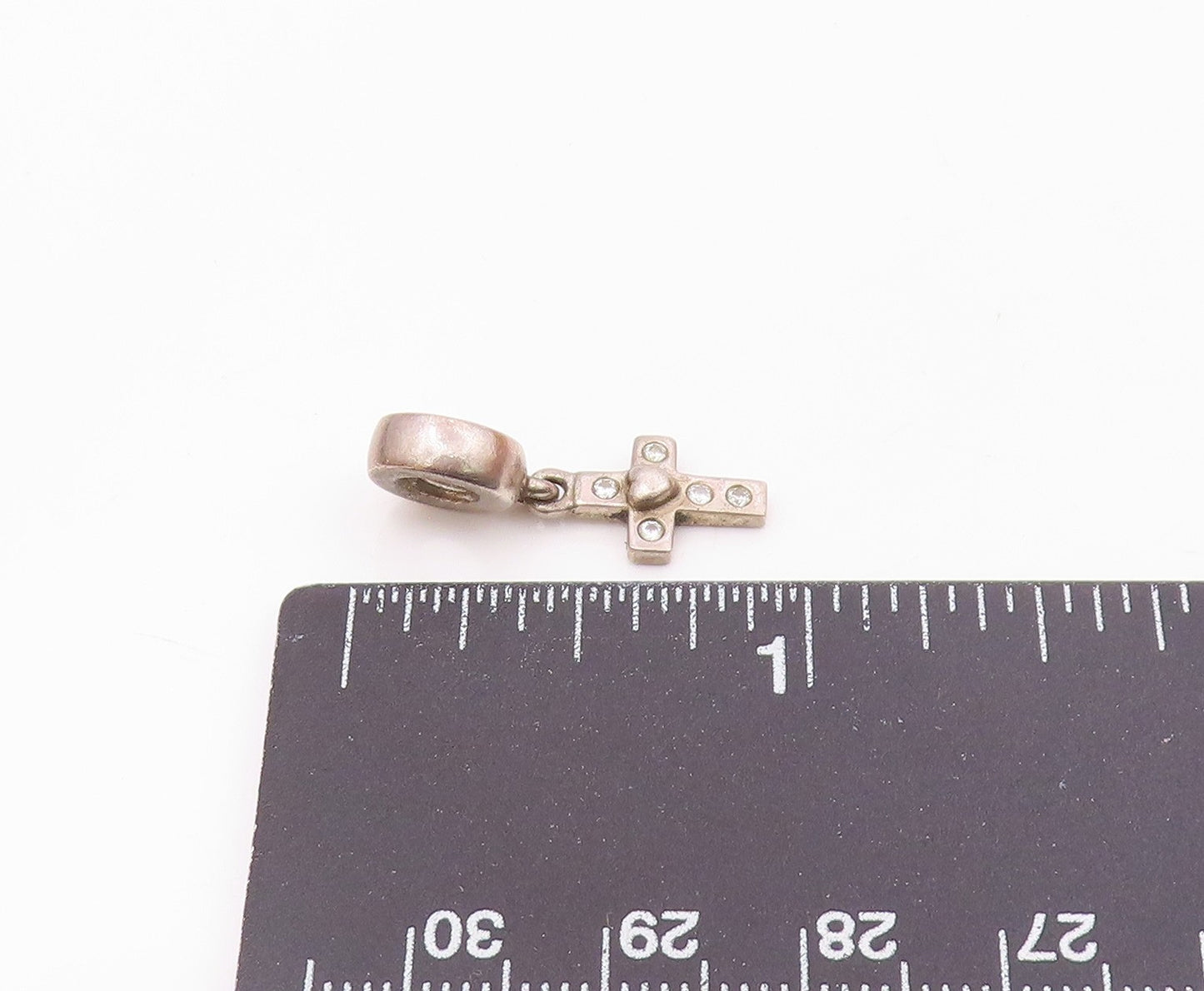 PANDORA 925 Silver  Vintage Cubic Zirconia Religious Cross Pendant  PT21468