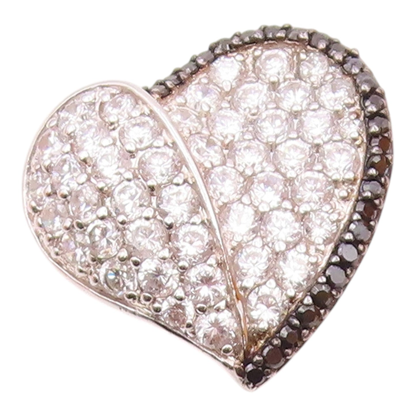 925 Sterling Silver  Cubic Zirconia & Hematite Love Heart Pendant  PT14615