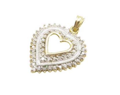 925 Sterling Silver  Vintage Genuine Diamonds Love Heart Pendant  PT10869