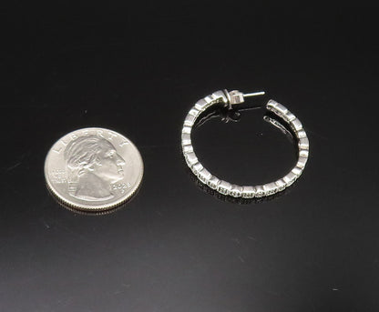 925 Silver  Vintage Genuine Diamonds Square & Round Pattern Earrings  EG12180