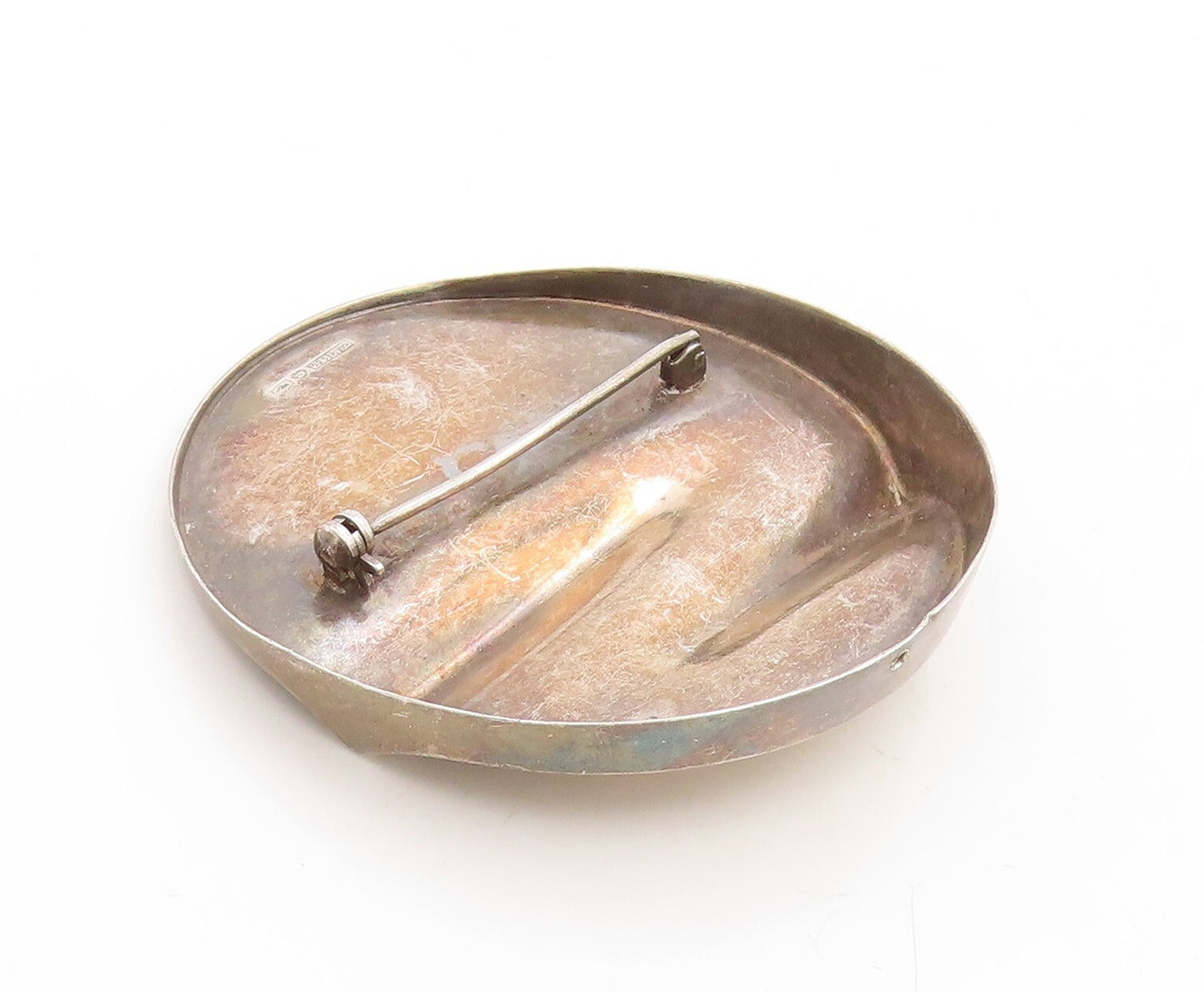 925 Sterling Silver Vintage Brooch Pin SWEDEN Brutalist Design Carved  BP11350