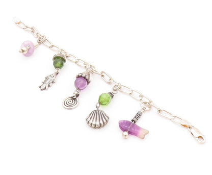 925 Sterling Silver Vintage Bracelet Designer Gemstone Dangling Sea Life BT11160