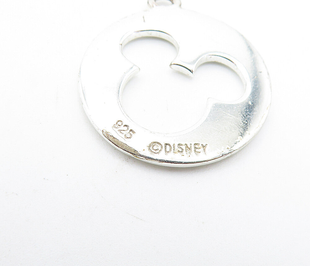 DISNEY 925 Sterling Silver  Topaz Mickey Mouse Cutout Round Pendant  PT5133