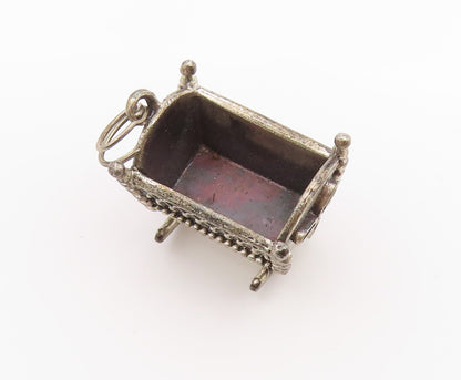 925 Sterling Silver Vintage Pendant BEAU Miniature Rocking Baby Cradle  PT26265