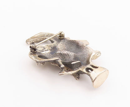 925 Sterling Silver Vintage Brooch Dark Tone Animal Kingdom  BP11746