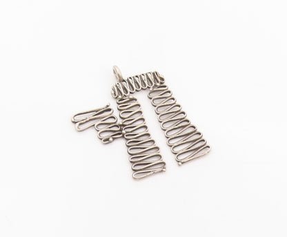 925 Sterling Silver Vintage Pendant POLAND Modernist Woven Wire Chai  PT25306