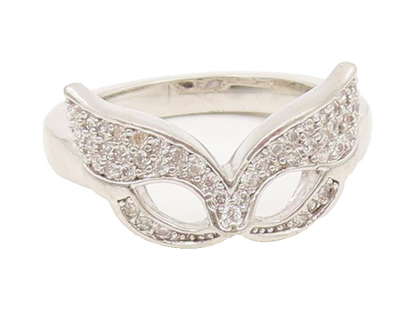 925 Sterling Silver  Vintage Minimalist Cat's Eye CZ Mask Ring Sz 6  RG27203