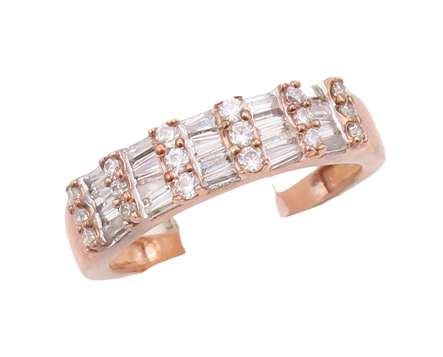 925 Sterling Silver Vintage Ring Rose Gold Plated Rectangle CZ  Sz 7  RG30725