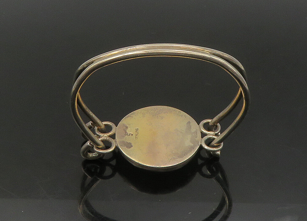 DESIGNER 925 Silver  Vintage Cabochon Cut Jasper Hook Bangle Bracelet  BT9052