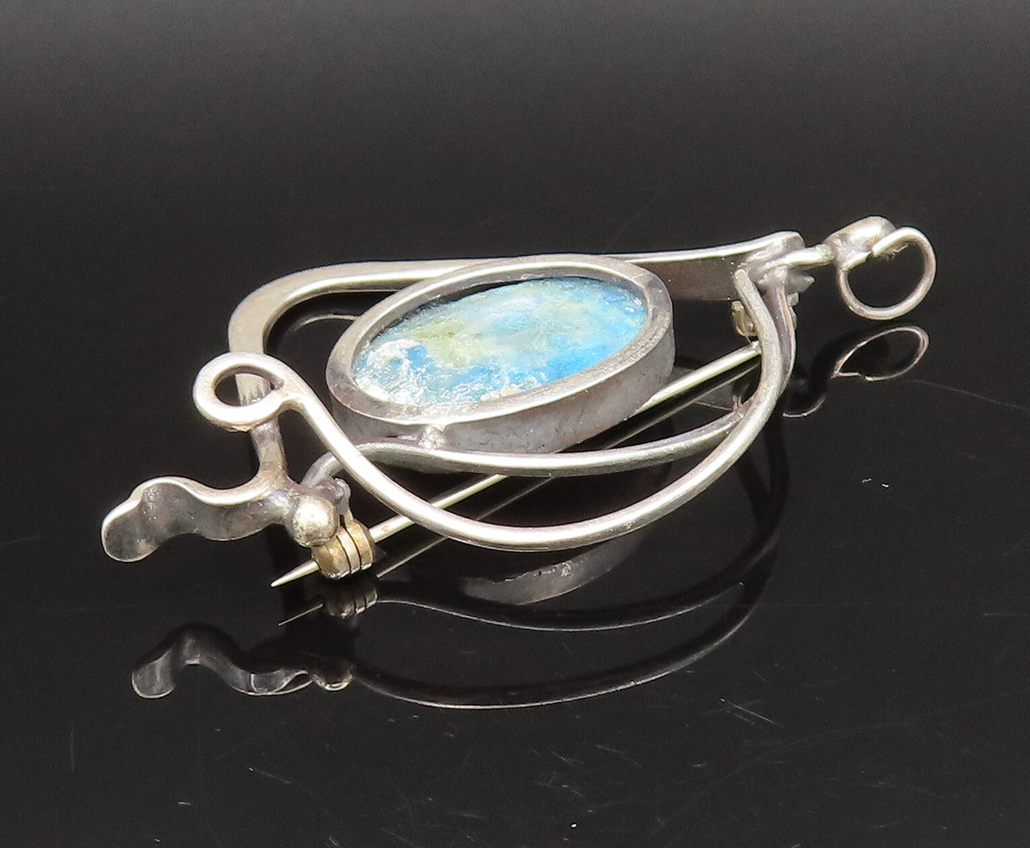 SAMI ZILKA 925 Silver  Vintage Modernist Fused Dichroic Brooch Pin  BP10079