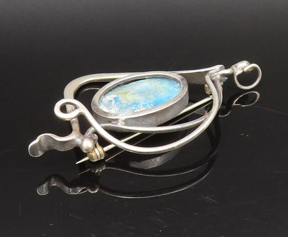 SAMI ZILKA 925 Silver  Vintage Modernist Fused Dichroic Brooch Pin  BP10079