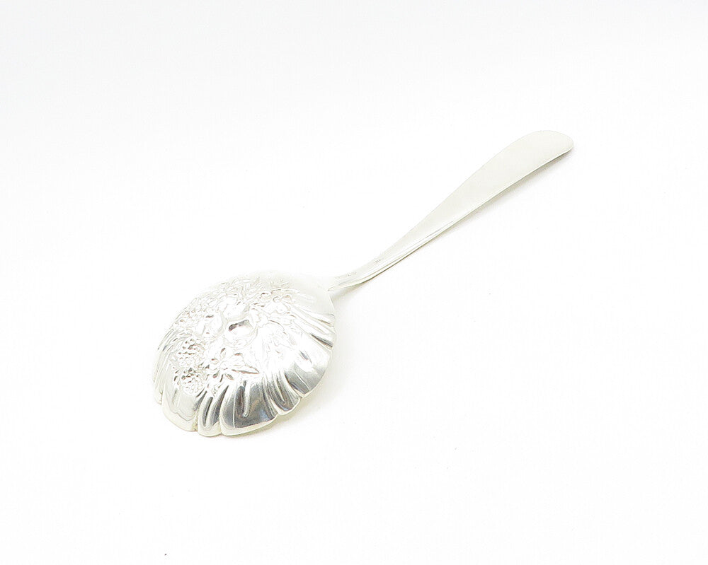 S. KIRK & SON 925 Silver  Vintage Shiny Floral Detail Fruit Spoon  TR2519