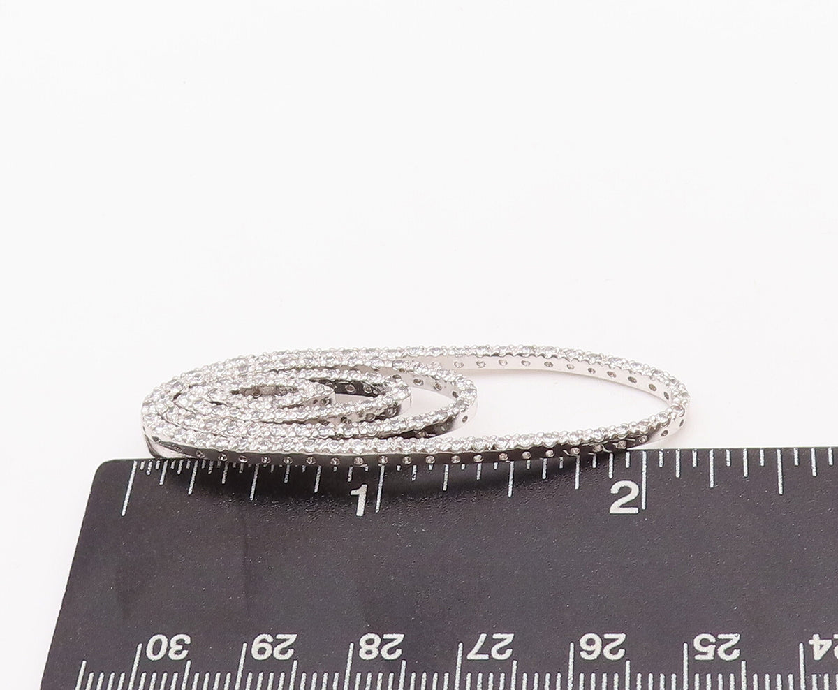 925 Sterling Silver Vintage Pendant Multi CZ Inlay Chain Drop Effect  PT22857