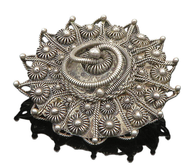 SIAM 925 Sterling Silver  Vintage Twisted Swirl & Beads Brooch Pin  BP9446