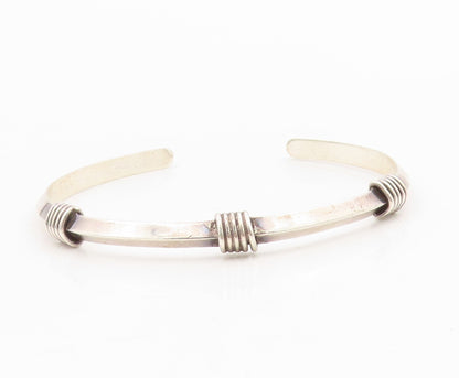 925 Sterling Silver Vintage Bracelet Minimalist Wire Wrapped Wide Cuff  BT11563