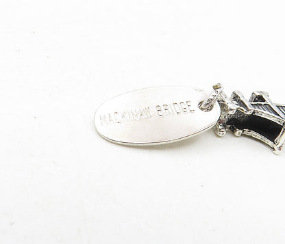 925 Sterling Silver  Vintage Shiny Petite Mackinaw Bridge Pendant  PT6696