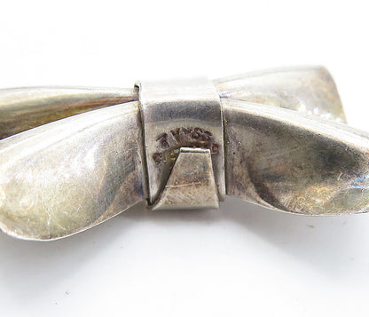 MEXICO 925 Sterling Silver  Vintage Shiny Dark Tone Bow Tie Brooch Pin  BP2036