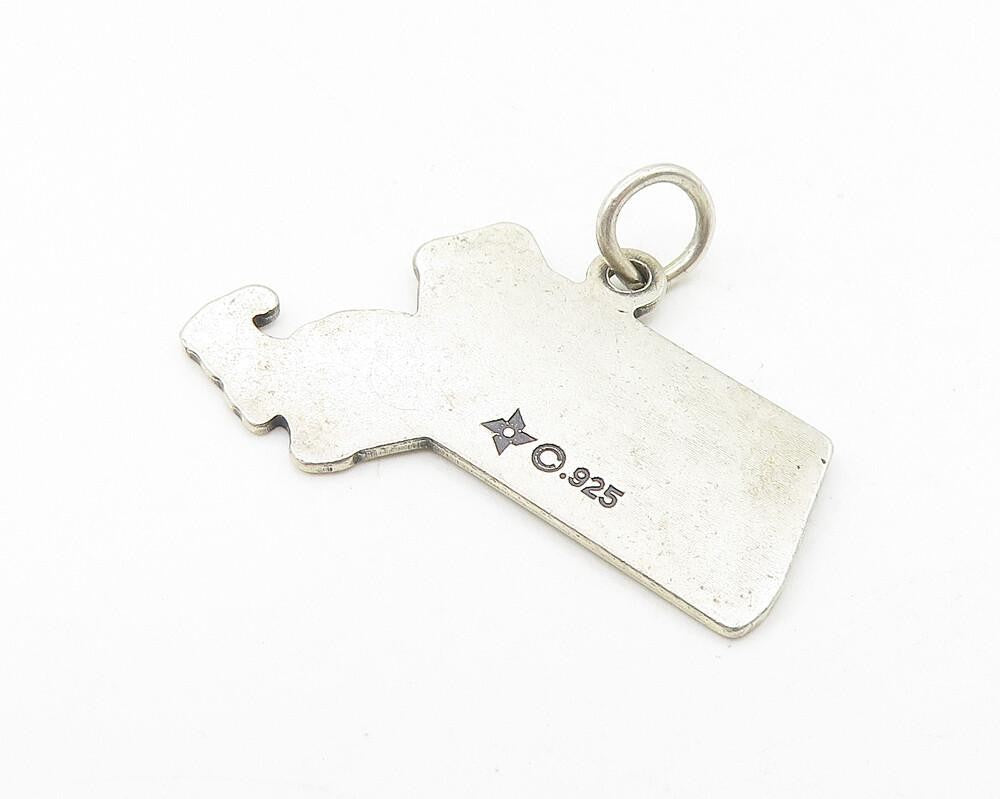 925 Sterling Silver Vintage Dark Tone Massachusetts State Map Pendant PT8937
