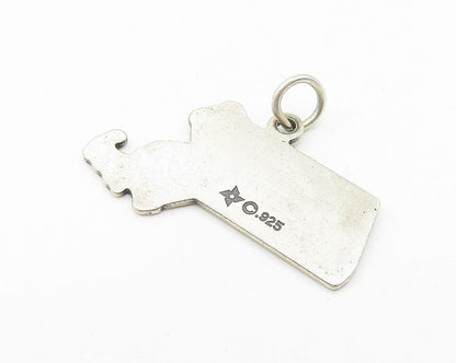 925 Sterling Silver Vintage Dark Tone Massachusetts State Map Pendant PT8937