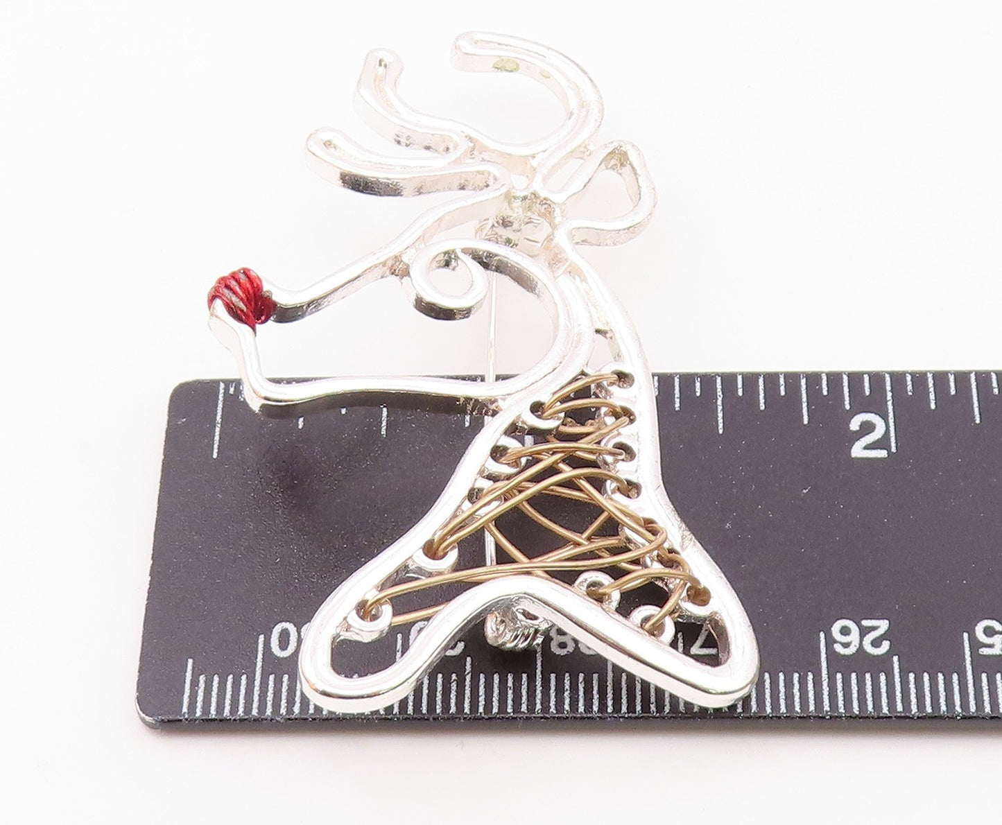 925 Sterling Silver Shiny Modernist Rudolph The Reindeer Brooch Pin  BP6098