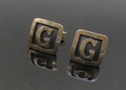RANCHO ALEGRO TAXCO 925 Silver  Vintage Oxidized G Initial Cufflinks  TR2965