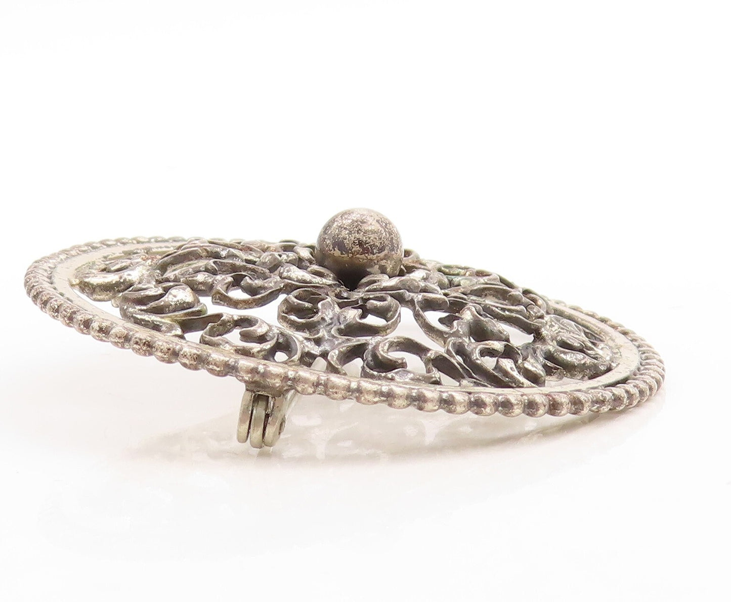 925 Sterling Silver Vintage Brooch Pin DANECRAFT Floral Swirly Carved  BP11412