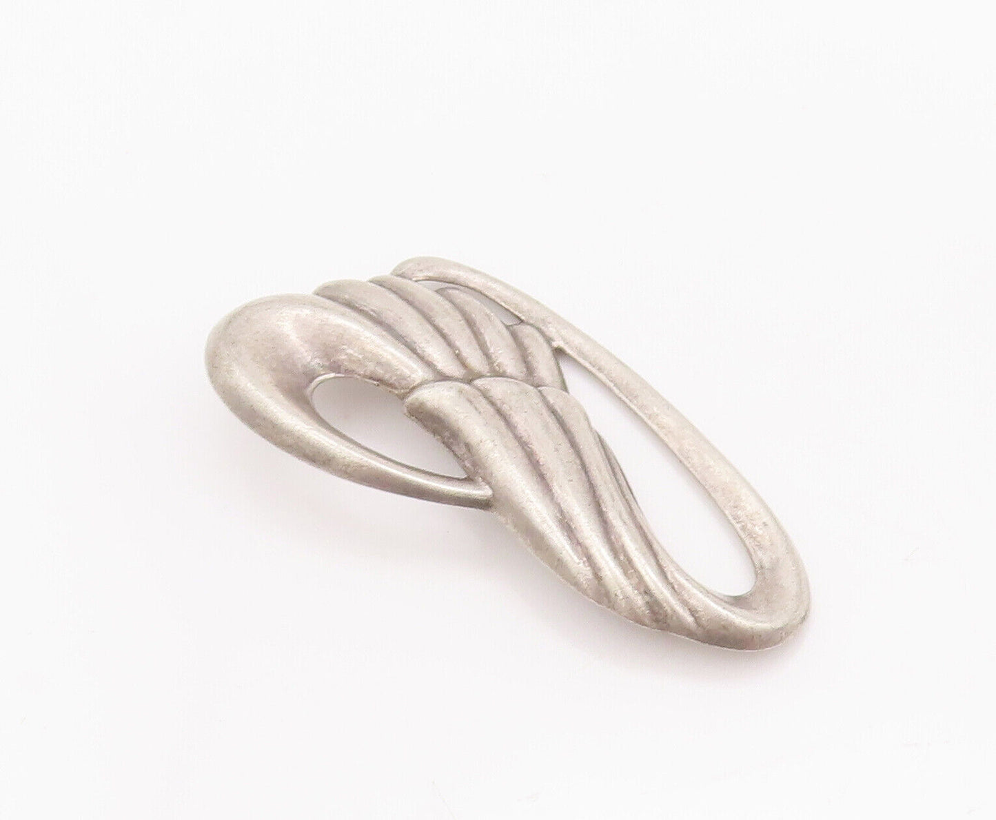 925 Sterling Silver Vintage Brooch Pin Minimalist Solid Carved Swirls  BP10880